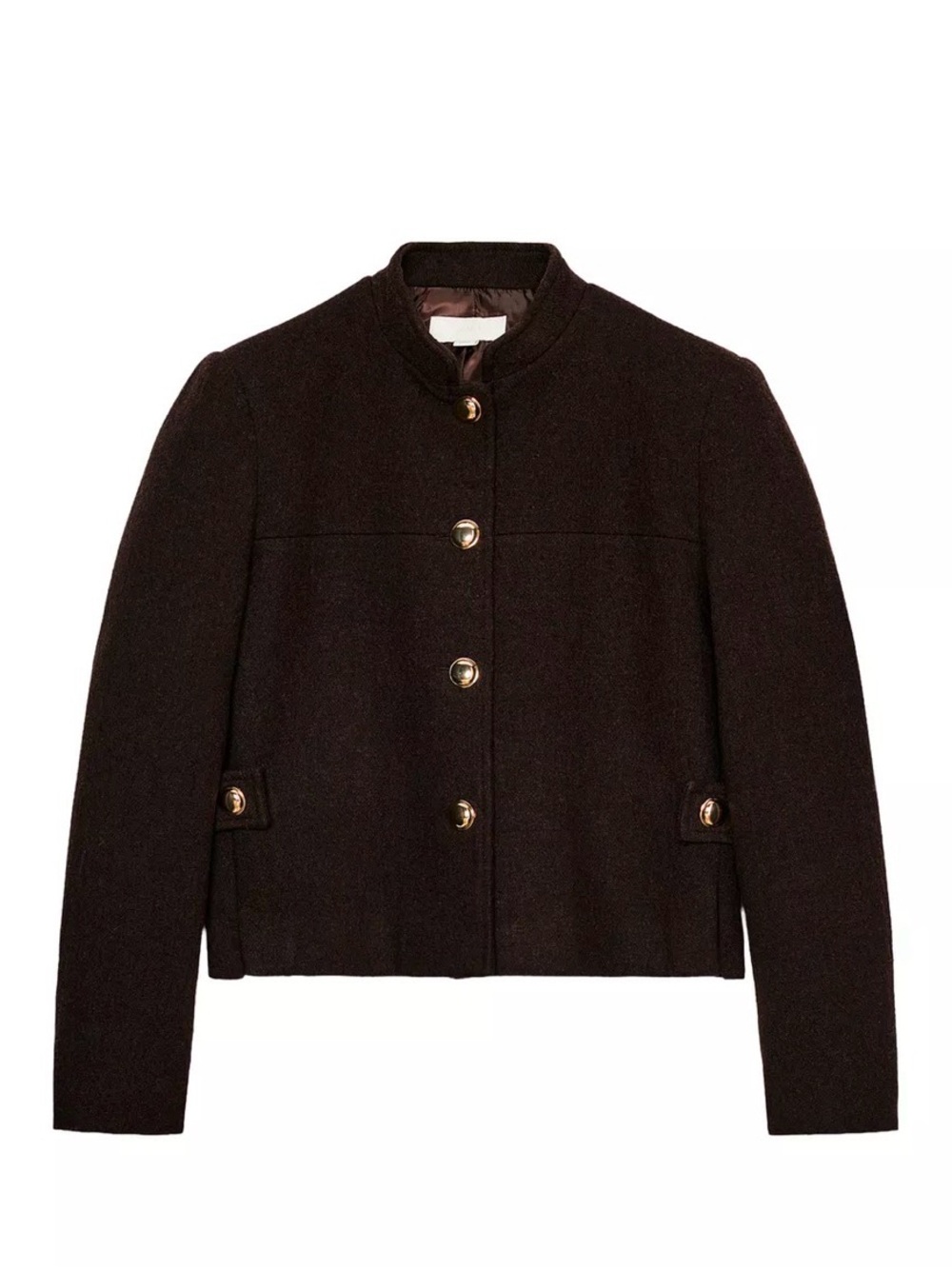 Zara Black Wool Cropped Button Jacket